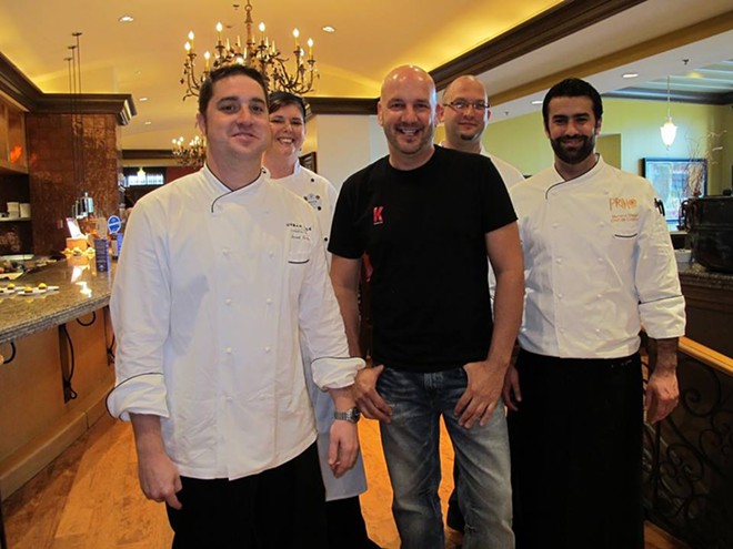 The chefs (from L-R): Jared Gross, Amanda Lauder, Kevin Fonzo, Anthony Krueger, and Mariano Vegel - photo by Faiyaz Kara