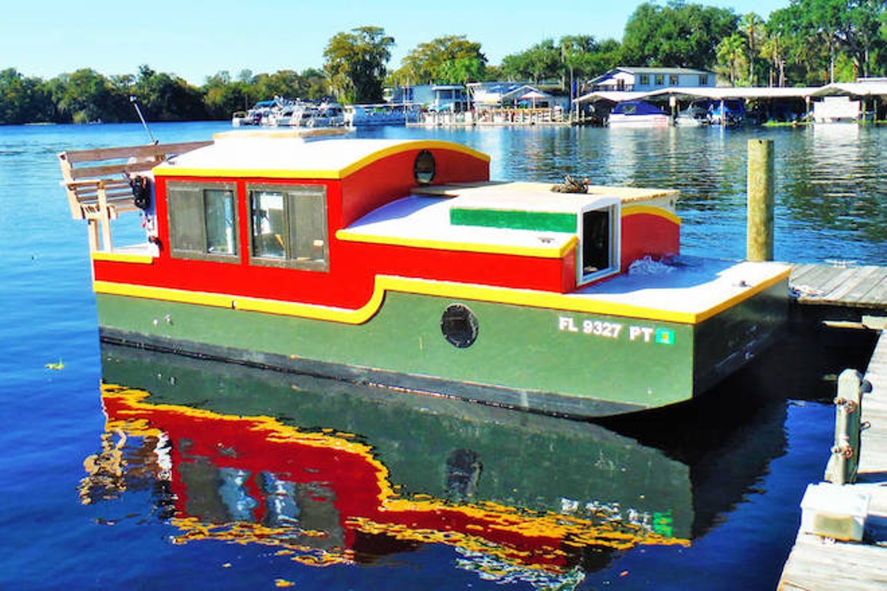 Michael's fully functional shanty boat in Orange City rents for $123 per night. You can take it out into the waterways and anchor wherever you choose.