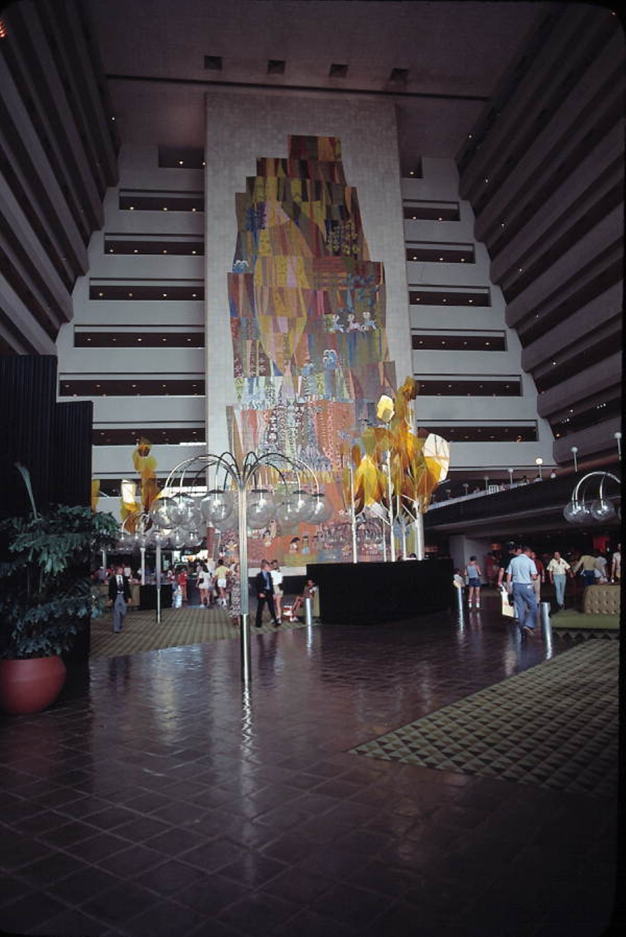 View of Disney's Contemporary Resort lobby - Lake Buena Vista, Florida, 1979
