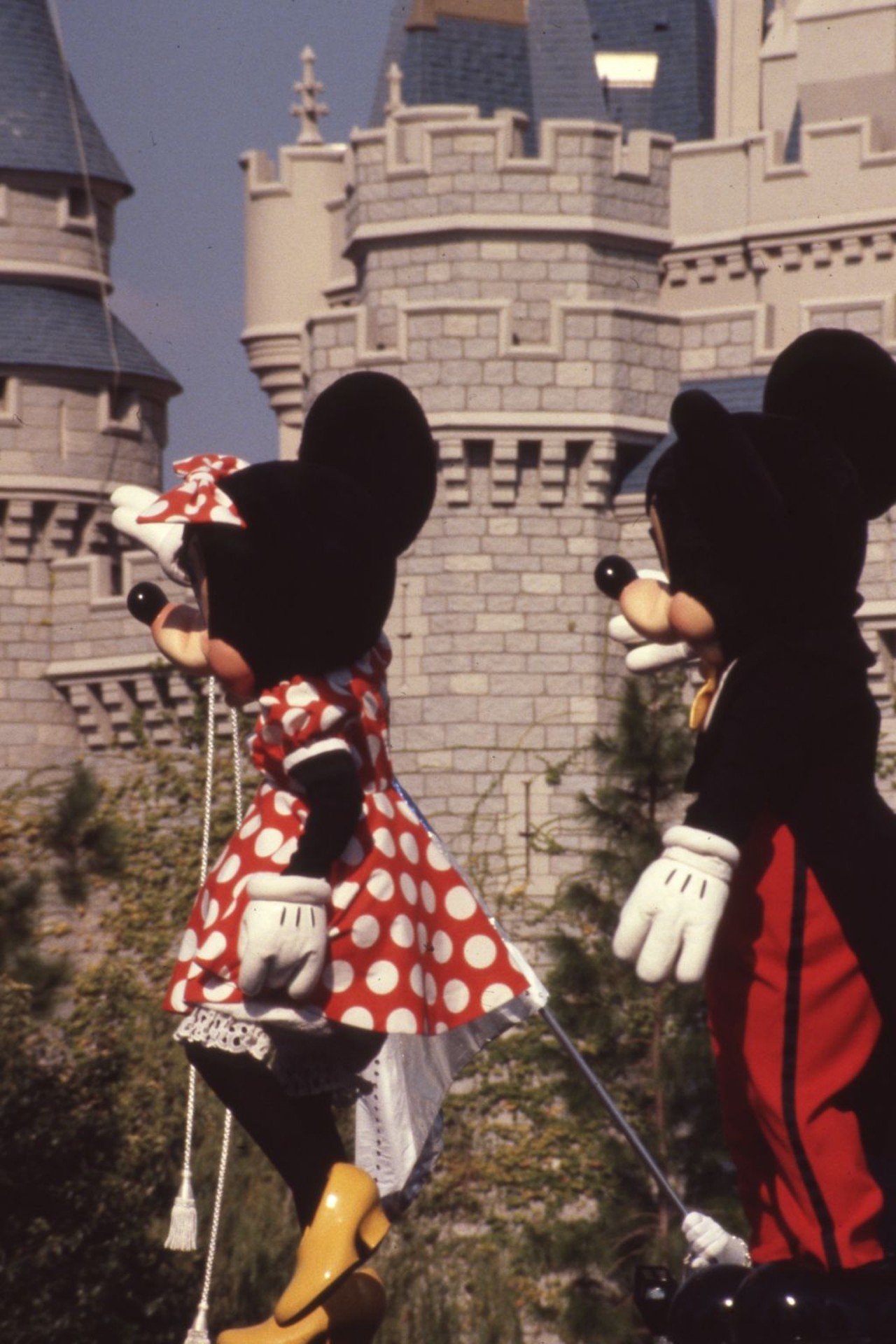 Mickey and Minnie Mouse in front of the castle - Walt Disney World, Florida, 1981