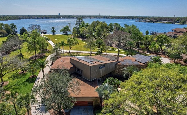 This Tesla-powered waterfront mid-century modern gem is Longwood's most expensive home for sale