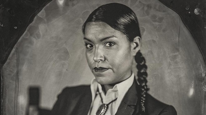 Will Wilson (b. 1969), "Michelle Cook, Citizen of the Navajo Nation, UNM Law Student," 2013, printed 2018. archival pigment print from wet plate collodion scan, 22 × 17 inches