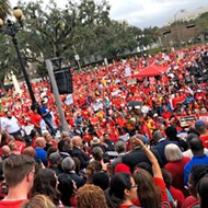 As Florida public school teachers rally at the state capitol today, some fear punishment
