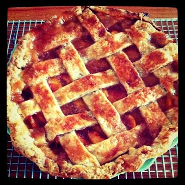 Fresh peach and ginger pie — click on that lattice crust for the recipe. - PHOTO VIA COMMUNAL TABLE