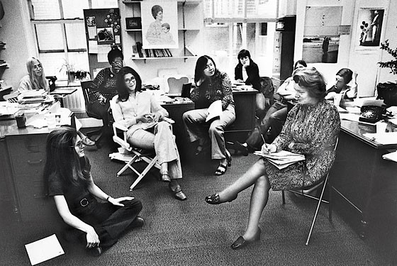 From left: Letty Cottin Pogrebin, Gloria Steinem, Margaret Sloan-Hunter, Suzanne Levine, Mary Thom, Harriet Lyons, Patricia Carbine, and Ruth Sullivan - photo via New York magazine