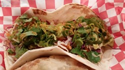 Indian yellow curry dusted tofu taco