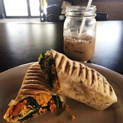 Vegan breakfast burrito at Drunken Monkey Coffee Bar - Orlando Weekly
