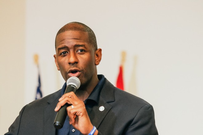 Andrew Gillum at Al Lopez Park in Tampa, Florida on October 27, 2018. - Photo by Marlo Miller