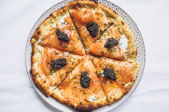 Smoked salmon pizza - SPAGO, BEVERLY HILLS