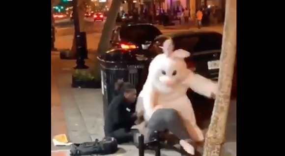 The Easter Bunny literally beat someone up in downtown Orlando last night
