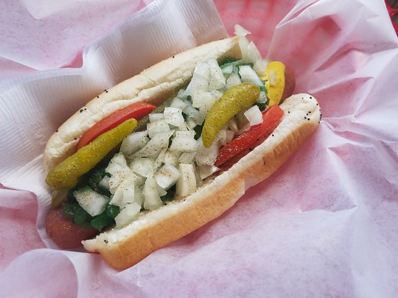 Jumbo Chicago Hot Dog at Hot Dog Heaven - photo by Holly V. Kapherr