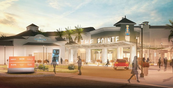 The valet area near Capital Grille and Hampton Social - Image via Pointe Orlando