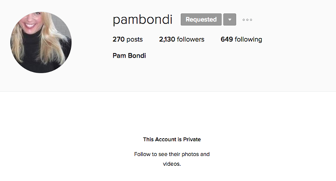 Florida AG Pam Bondi, please accept my Instagram follow request