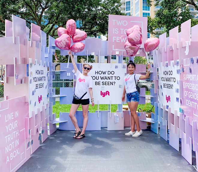 PHOTO OF LYFT'S 'TWO IS TOO FEW' INTERACTIVE BOOTH AT THE ST. PETE PRIDE PARADE ON JUNE 22, 2019 VIA LYFT