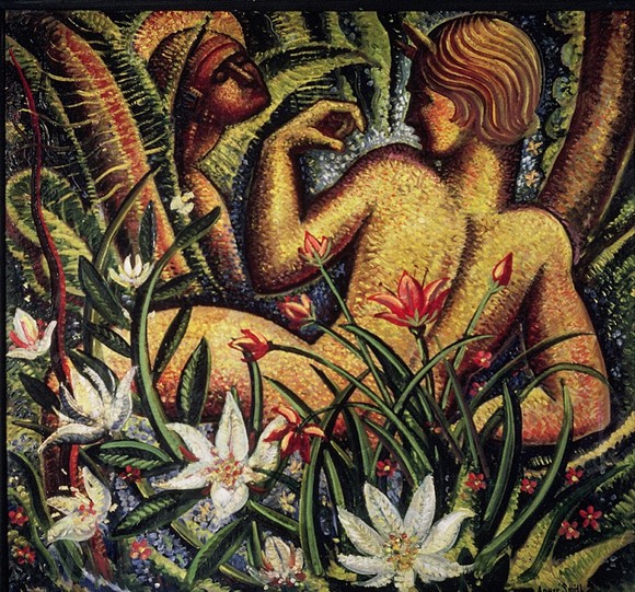 'Untitled (Figure in the Garden)' painting by Jules André Smith - PHOTO BY JIM HOBART, COURTESY ART & HISTORY MUSEUMS MAITLAND
