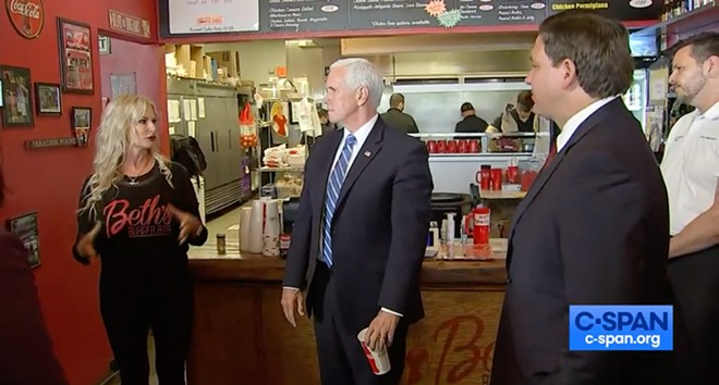 Pence and DeSantis pay unmasked visit to Beth's Burger Bar in Orlando