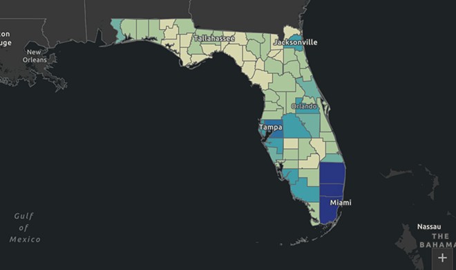 Map of coronavirus cases in Florida by county, May 30, 2020 - IMAGE VIA FLORIDA DEPARTMENT OF HEALTH