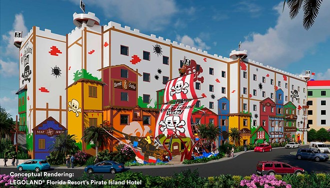 Legoland Florida's upcoming Pirate Island Hotel, the resort's third on-site hotel - Photo via Legoland Florida Resort