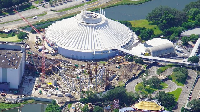 A photo from Aug 15, 2020, of the TRON coaster under construction at the Magic Kingdom - IMAGE VIA BIORECONSTRUCT | TWITTER