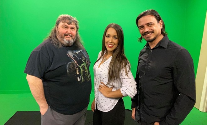 Producer Gerald Godbout with hosts Nando Luis Roman and Christina Carmona - Indie Cinema Showcase