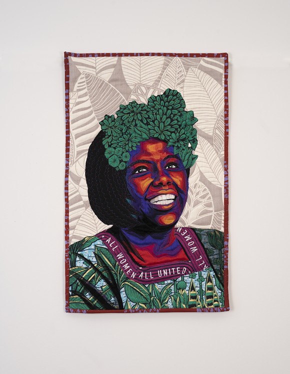 Bisa Butler, 'Wangari Maathai', 2020, quilted wax print fabric - Photo courtesy OMA