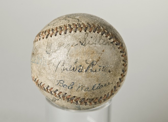 Baseball signed by Cobb, Gehrig, Ruth - Photo courtesy Morse Museum