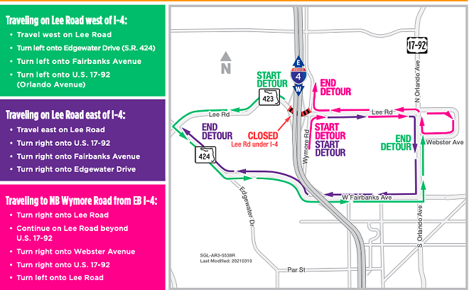 Lee Road under I-4 to close this weekend