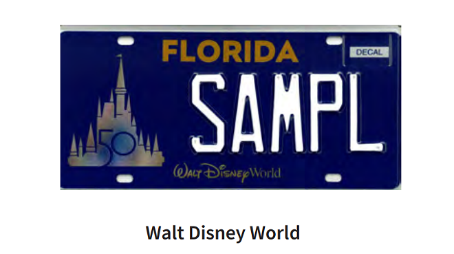 Walt Disney World 50th anniversary license plates now available in Florida
