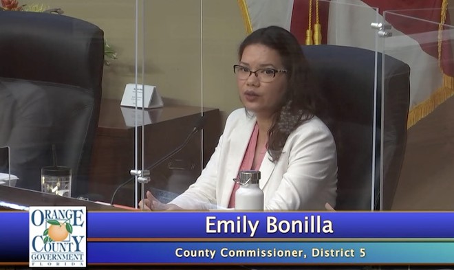 Bonilla proposed a rent stabilization ordinance largely aimed at big property corporations. - screenshot via Orange County Florida Gov't.