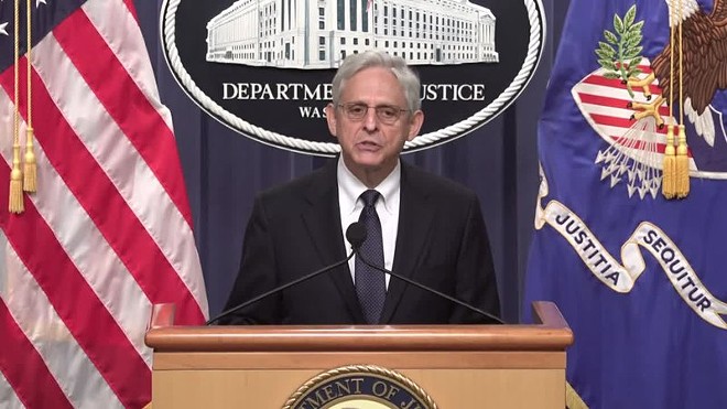 Attorney General Merrick Garland delivers remarks announcing motion to unseal search warrant, Aug. 11 - via United States Department of Justice