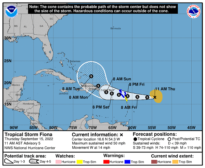 Tropical Storm Fiona forms, heads toward Puerto Rico