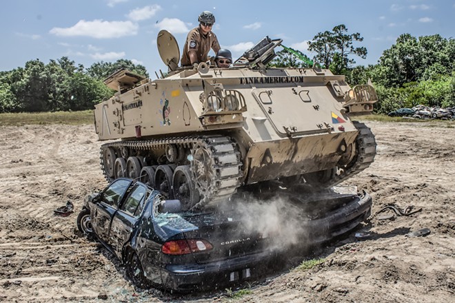Orlando's newest attraction lets you crush a car with a tank