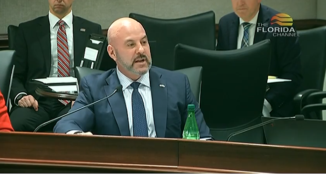 Florida state Sen. Blaise Ingoglia, R-Spring Hill, defends a bill described as "union-busting" during a Senate committee meeting on March 7, 2023. - The Florida Channel video library
