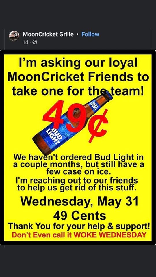 Winter Garden's MoonCricket Grille thought to be mocking Pulse victims with 49-cent Bud Light promo (3)