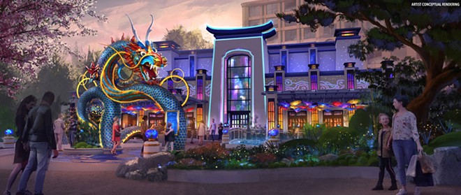 Epic Universe Celestial Park Blue Dragon Restaurant - rendering courtesy Universal