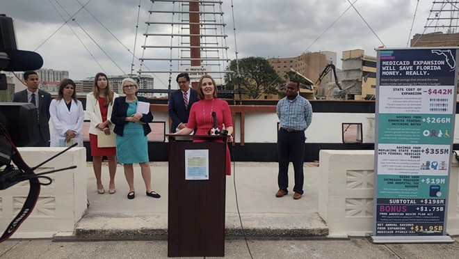 Hillsborough County Democratic U.S. Rep. Kathy Castor speaking at a press conference on Medicaid expansion in Tampa on March 27, 2024. - Photo via Mitch Perry, Florida Phoenix