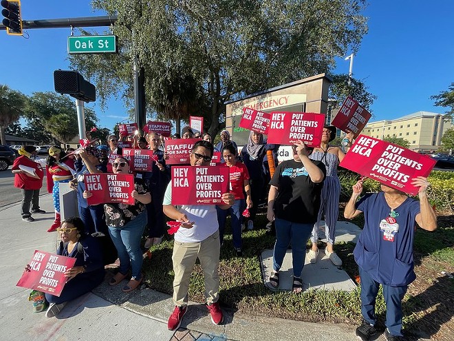 Registered nurses and community allies rally in support of putting patients over profits at HCA Florida Osceola Hospital in Kissimmee, Florida. June 27,  2024. - Courtesy of National Nurses United