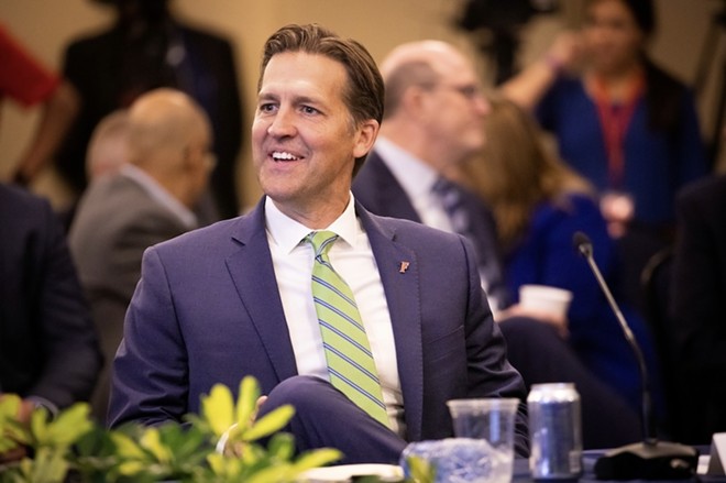 Ben Sasse, the former president of the University of Florida, is seen in this Nov. 1, 2022, photograph after the Board of Trustees voted to appoint him to the job. He took office in February 2023. - Photo via University of Florida/Fresh Take Florida