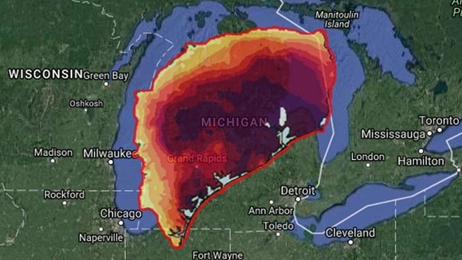 What Harvey would look like over Michigan - Photo via MySA.com