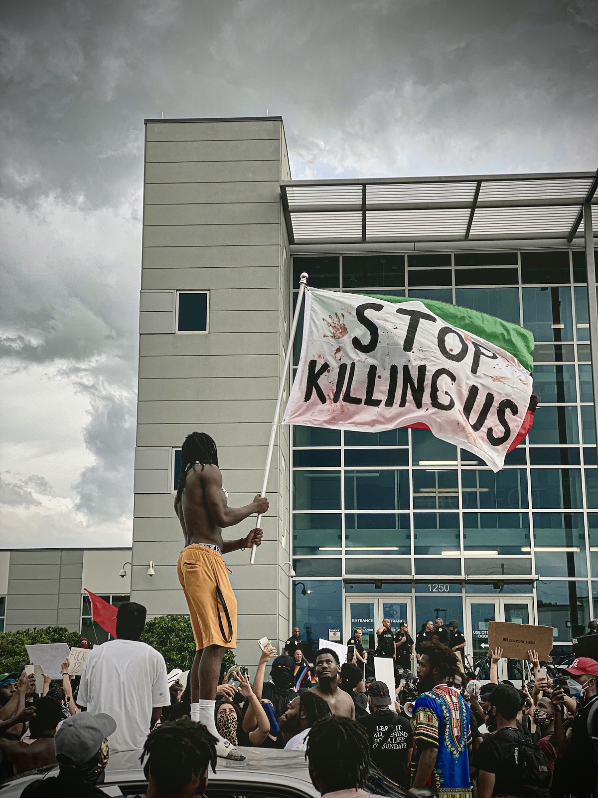 Protesters outside Orlando Police Department headquarters, 2020.