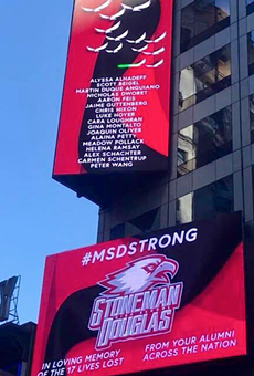 Times Square displays memorial sign for Parkland shooting victims