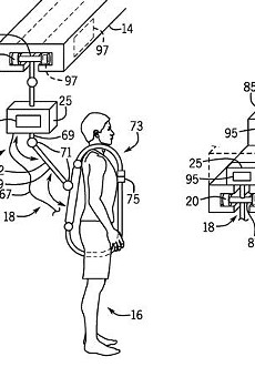 Universal's latest patent application would tether virtual reality gamers to an overhead track.