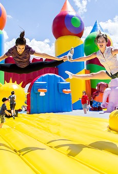 Big Bounce America, the world's biggest bounce house, sets up at Osceola Heritage Park for the weekend