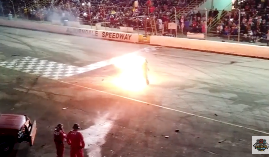 They're gonna light a guy on fire at the Orlando Speedworld's Night of