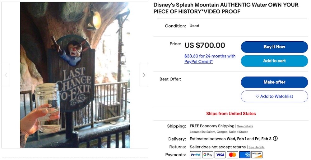 Disney's Splash Mountain Closed. Now Superfans Are Selling the Water. - The  New York Times