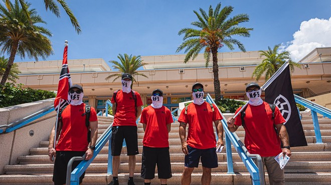 Neo-Nazi group outside the Turning Point USA Student Action Summit at day two of the the Tampa Convention Center on July 23, 2022.
