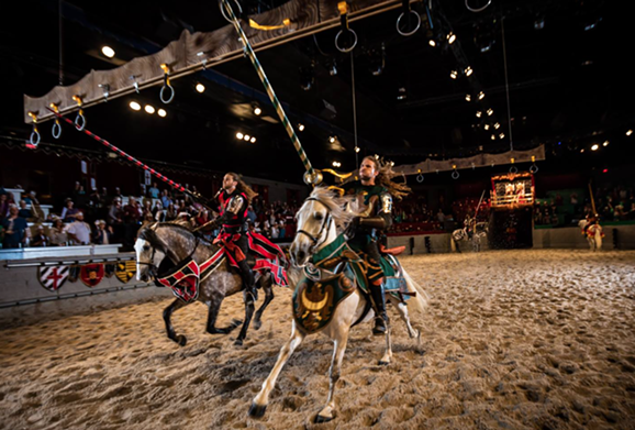 Medieval Times
4510 W. Vine St., Kissimmee
You don’t have to re-watch Game of Thrones to get in the medieval mood. Right here in Orlando we’ve got jousting knights, mass amounts of bourgeois screaming for bloodshed, and the expectation that you’ll eat with your hands. If that last part’s got you twisted, drink away your reluctance with a strawberry Maiden’s Kiss.