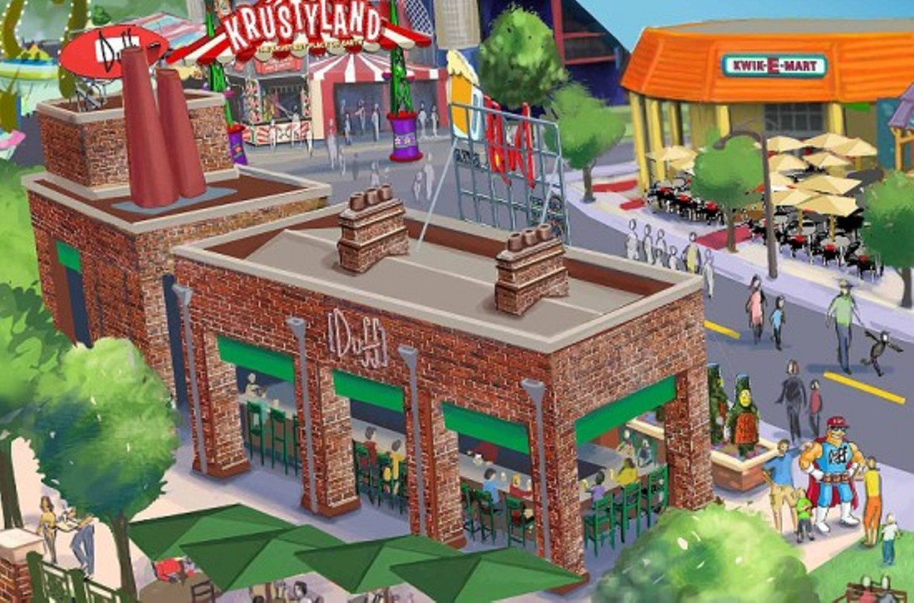 This is Universal's sketch of the Duff Brewery at the theme park.