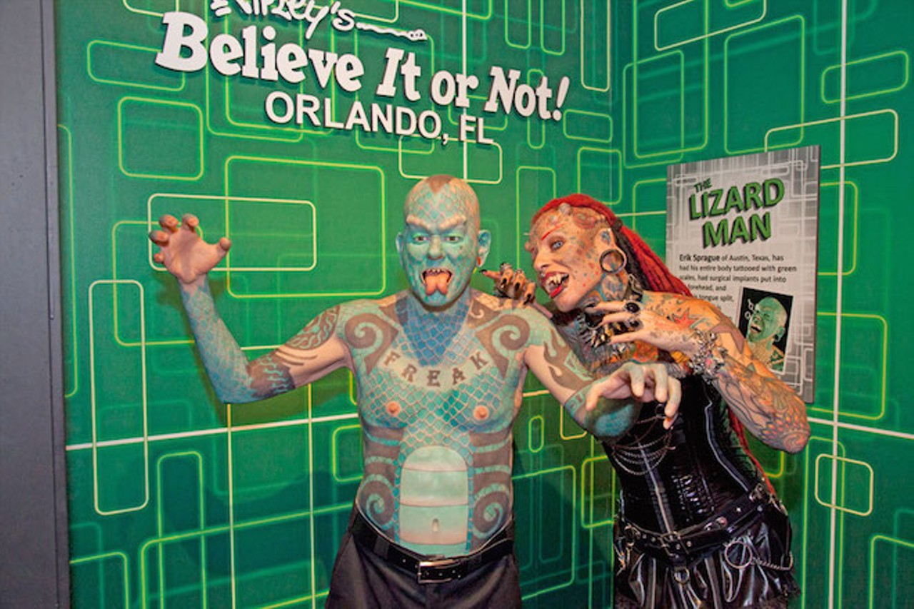 Ripley's Believe It or Not!8201 International Drive , 407-354-0501, orlando.ripleys.comYou've probably seen Ripley's Believe It or Not "odditoriums" at pretty much every tourist trap you've ever visited. This one is home to a full-sized car made out of matchsticks, a portrait of Beyonc&eacute; made out of candy and an actual human shrunken head, all housed inside a building that looks like it's falling into a sinkhole.Photo via Today's Orlando
