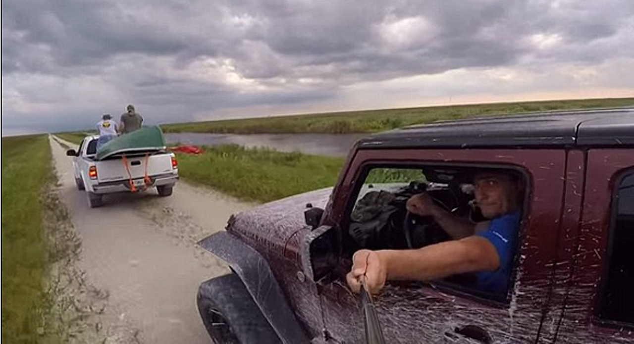 You could get in a car crash while filming yourself with a selfie stick. 
Photo via YouTube